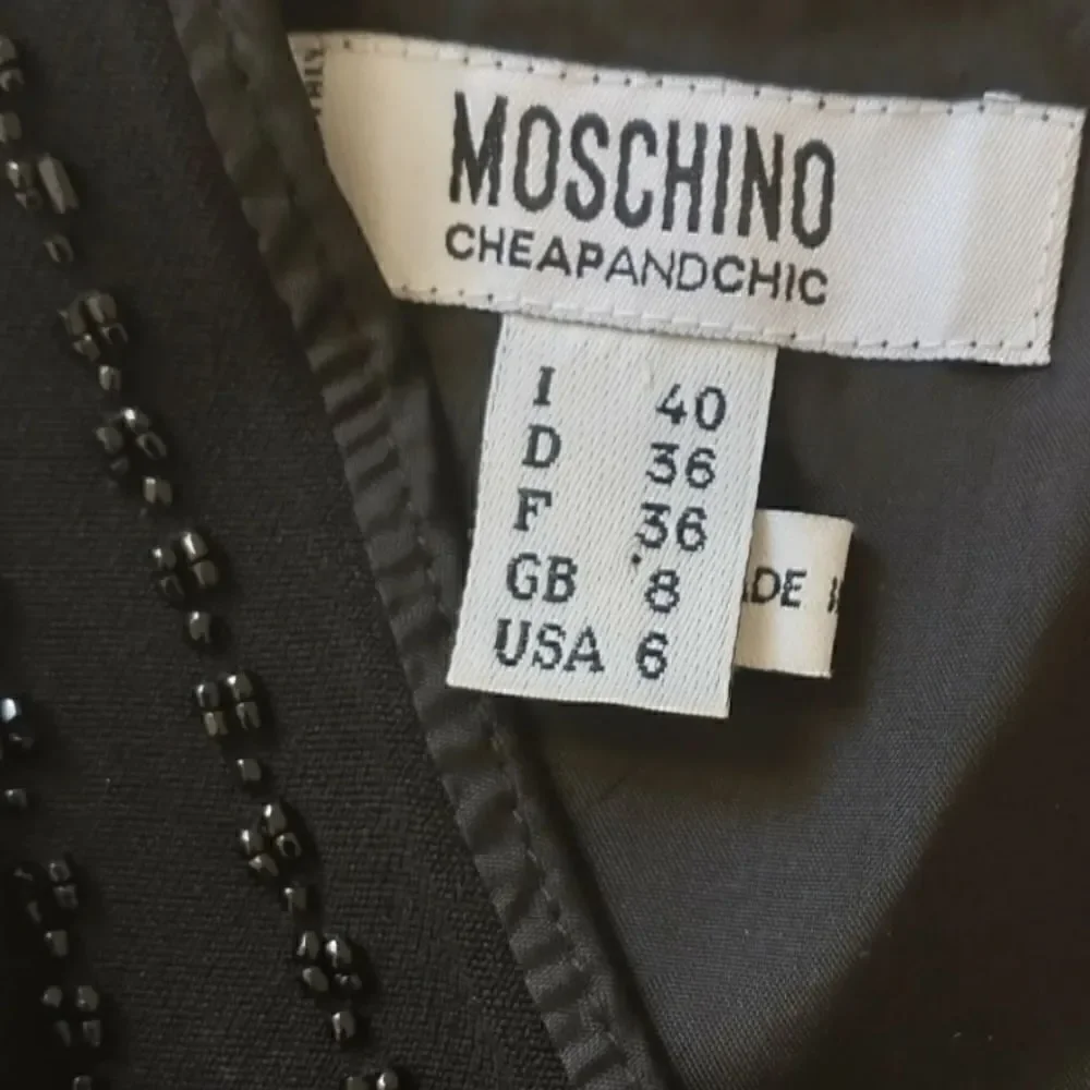 Moschino Beaded Party Dress Sz 6‎ S Cheap Chic Black Drop Waist Elegant LBD READ - Picture 10 of 16